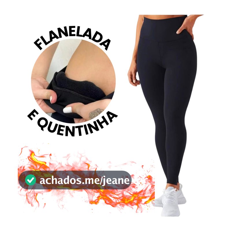 Calça Legging Flanelada Peluciada Térmica Inverno Feminina Suplex Forrada Para Frio Reforçada