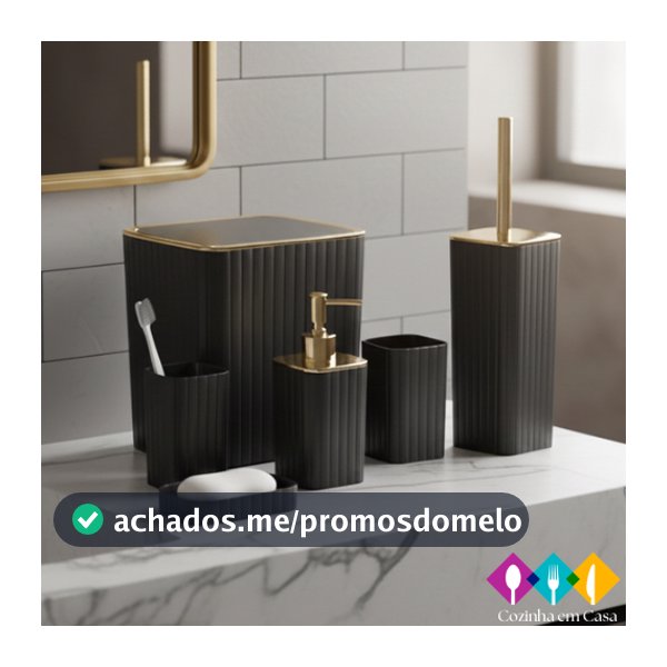 Kit Banheiro 6 Peças Conjunto Moderno Lavabo Completo com Escova Sanitário.