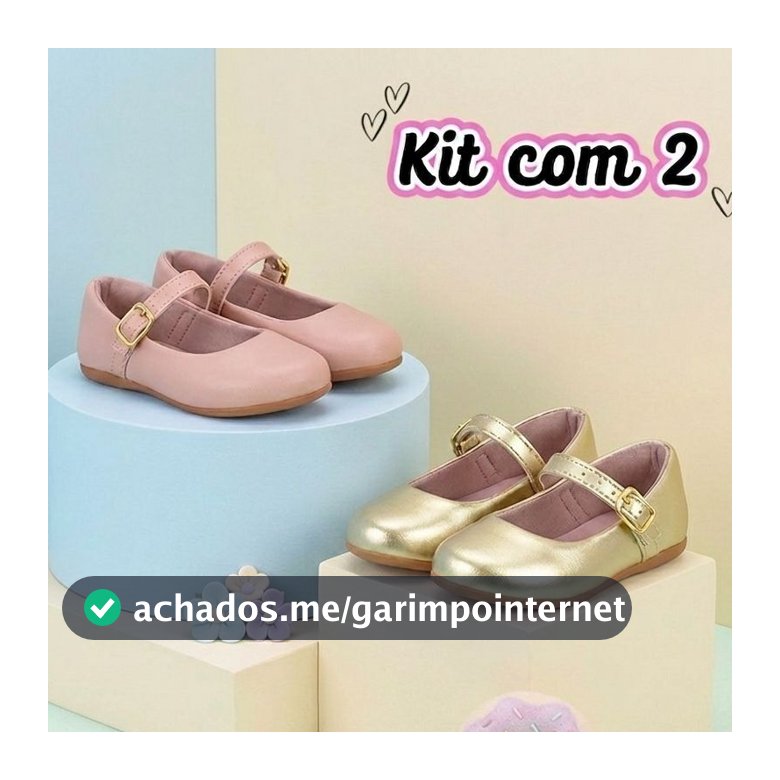 Kit 2 Pares Sapatilha infantil menina boneca confortavel festa batizado feminino
