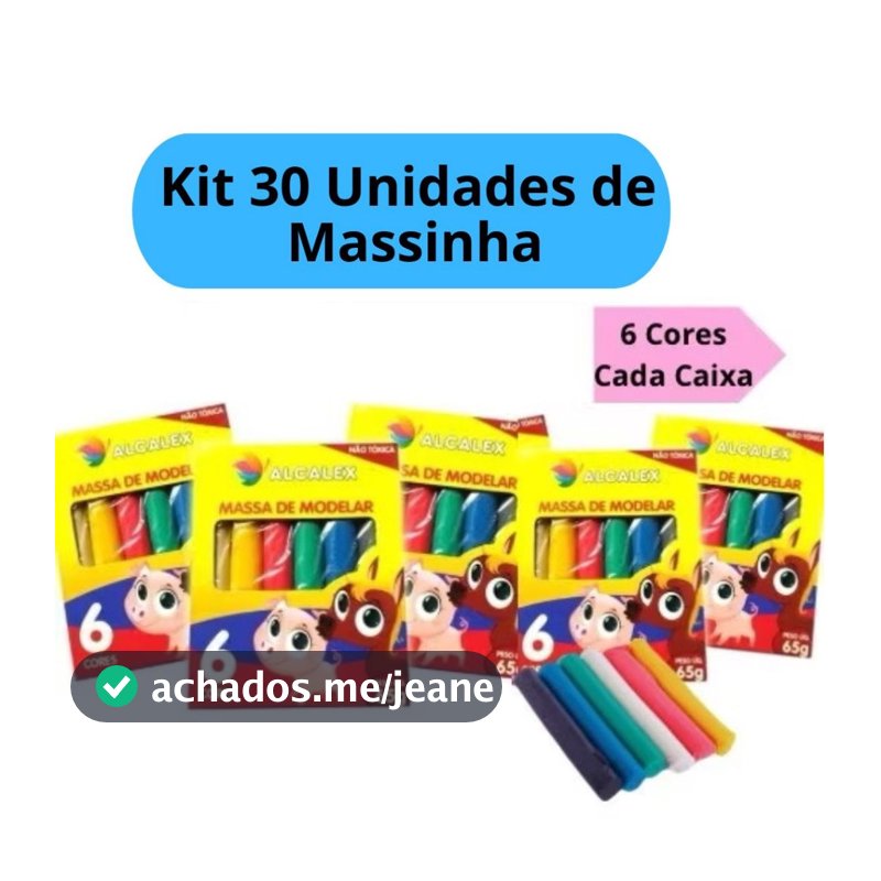 Kit 30 Unidades de Massinha de Modelar 5 Caixinhas 65g cada Lembrancinha Aniversário Festa