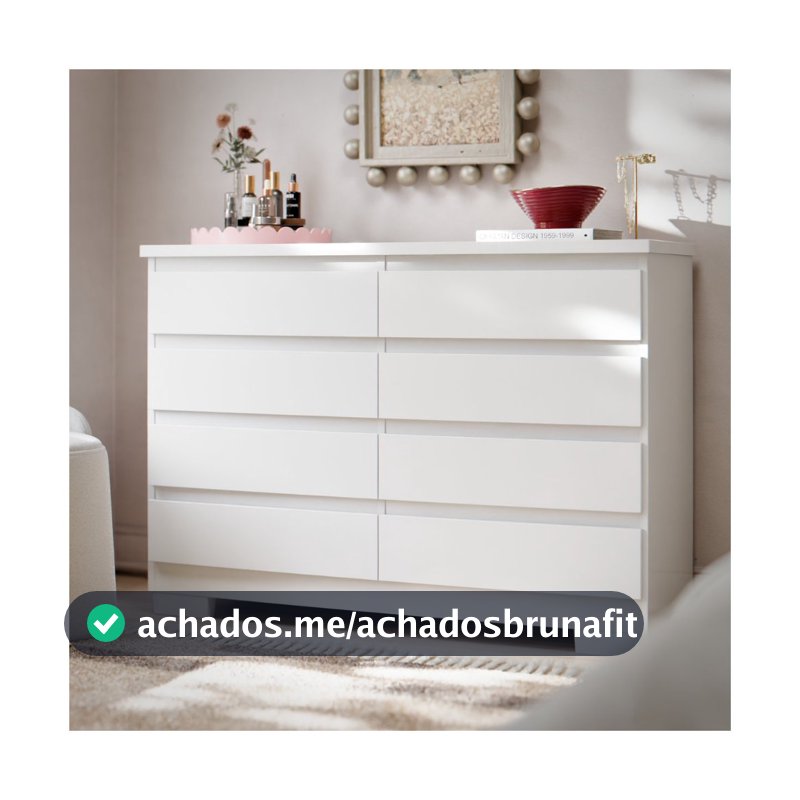 Cômoda 8 Gavetas Para Quarto Casal Com Pés E Corrediça Telescópica Grande Organizador Roupas Grécia