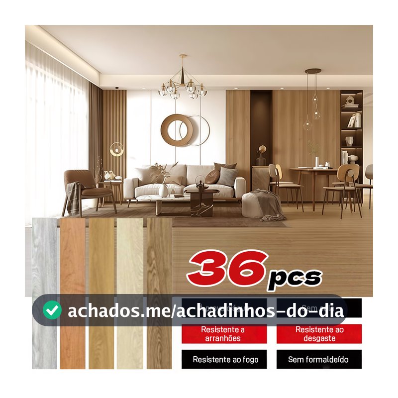 36PCS/5㎡ Adesivo de Piso Madeira Moderno Antiderrapante Lavável 91,4x15,2cm vinílico