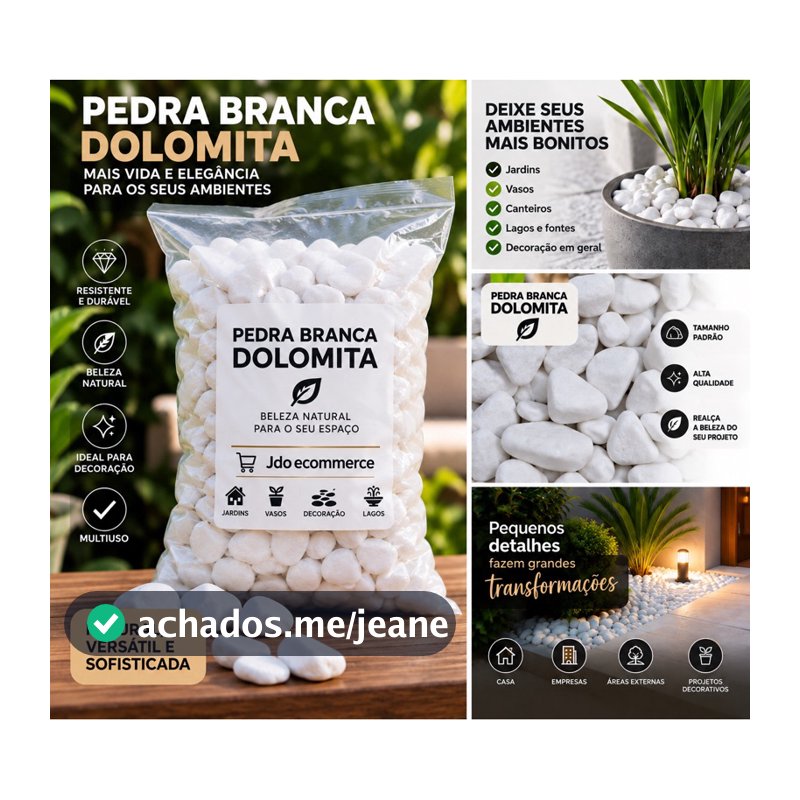 Pedra branca dolomita seixo- pacote 2kg até 6Kg