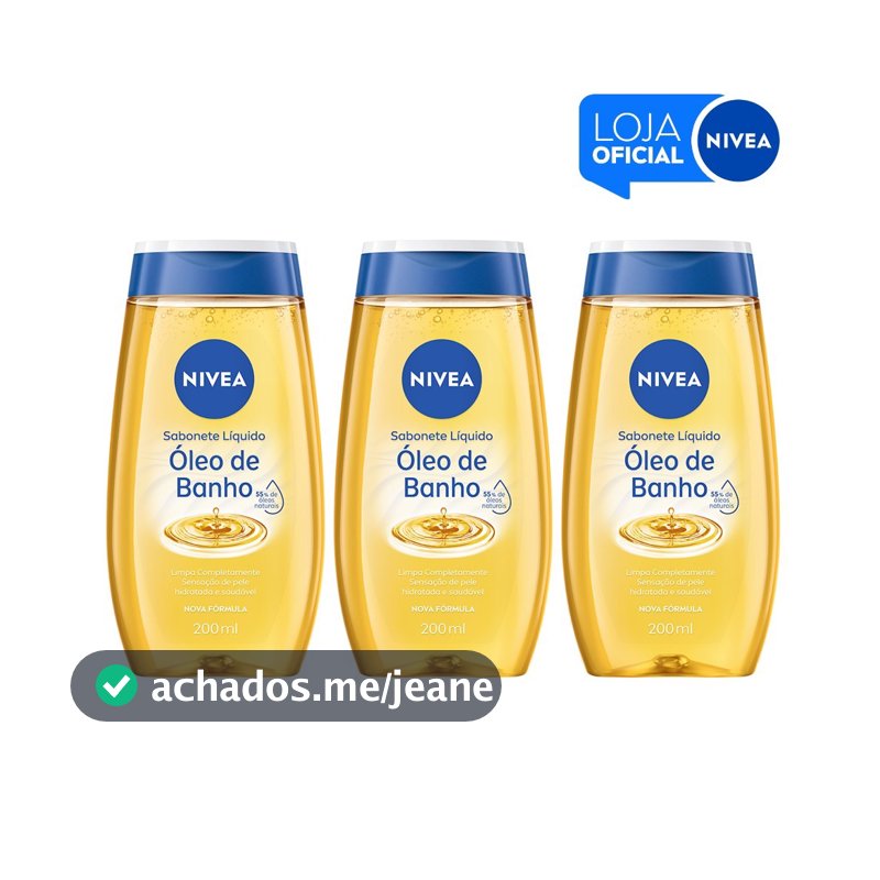 KIT - NIVEA Sabonete Líquido Óleo de Banho 200ml  - 3 unidades