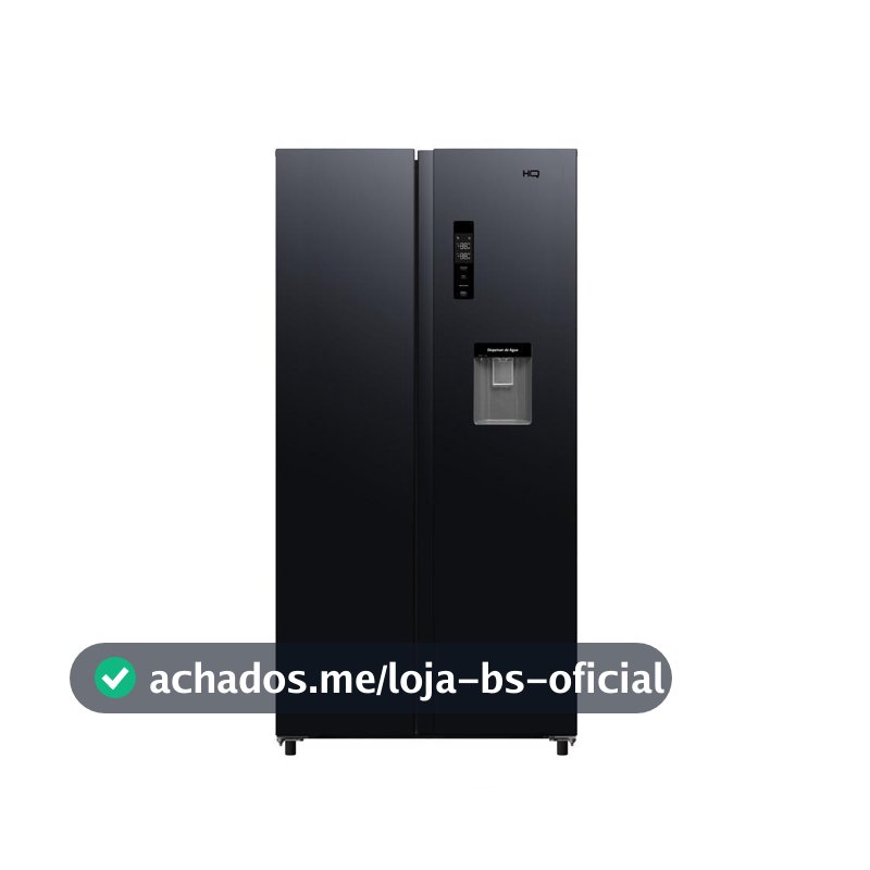 Geladeira Side By Side Frost Free 480 L HQ Inverter com Dispenser de Água Preta HQ-480SBSWD