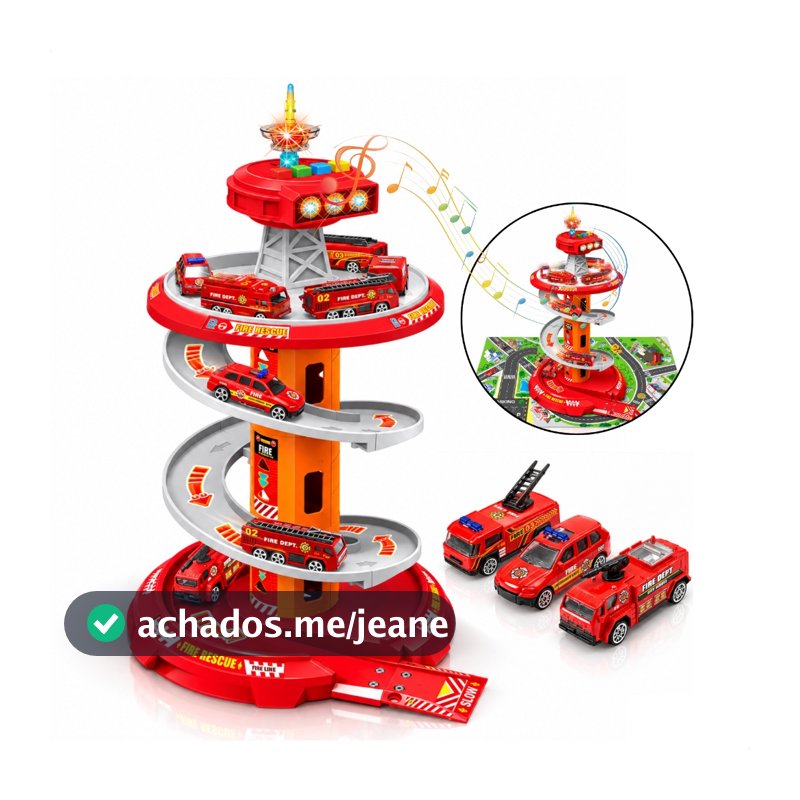 Pista Infantil de Carrinho Brinquedo Luz e Som com 3 Carrinhos Inclusos