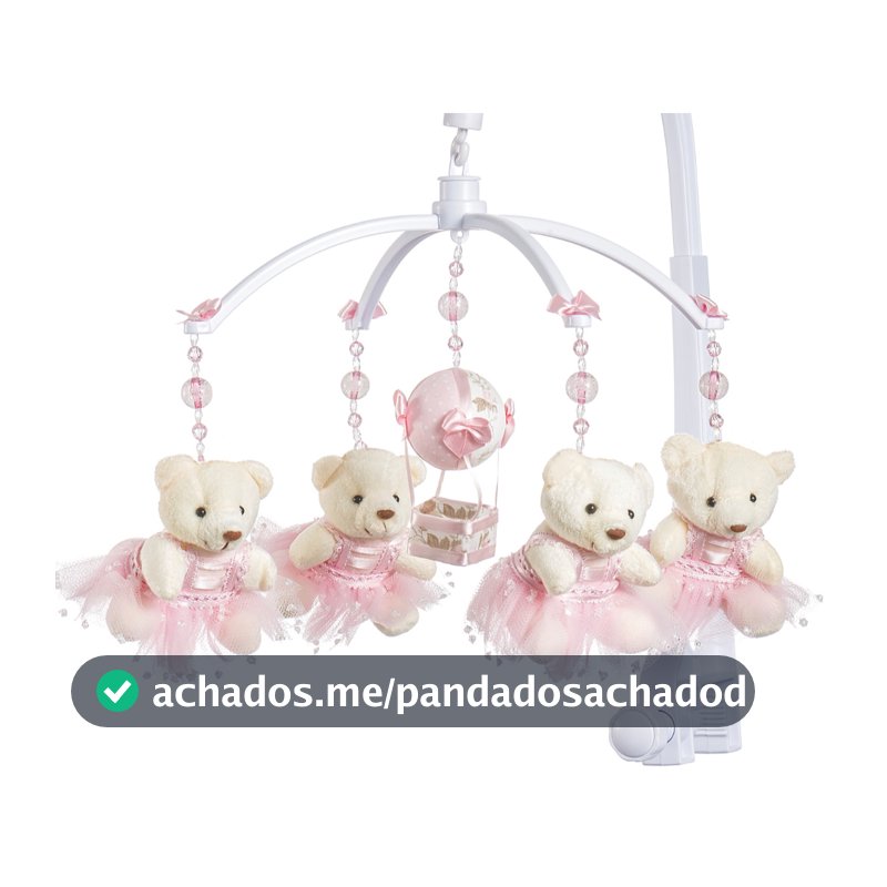 Móbile Berço Bebê Musical E Giratório Ursa Rosa Menina Envio Imediato