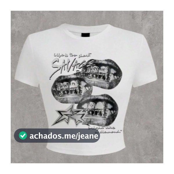 Blusa Cropped Streetwear Diva Lábios Star Algodão Casual Feminino