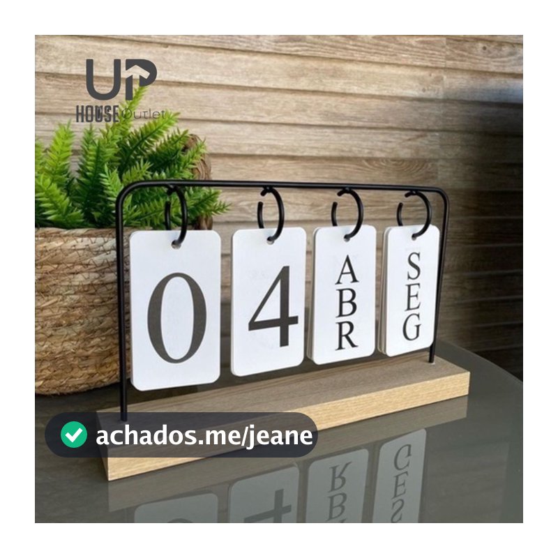 Calendário Permanente de Mesa Decorativo para Casa e Escritório com Plaquinhas
