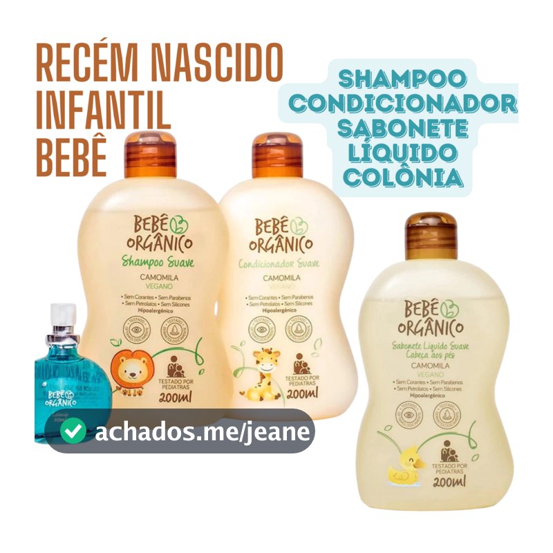 Kit Banho Mamãe e bebê Shampoo + Condicionador + Colônia + Sabonete Líquido - Recém Nascido - 630ml