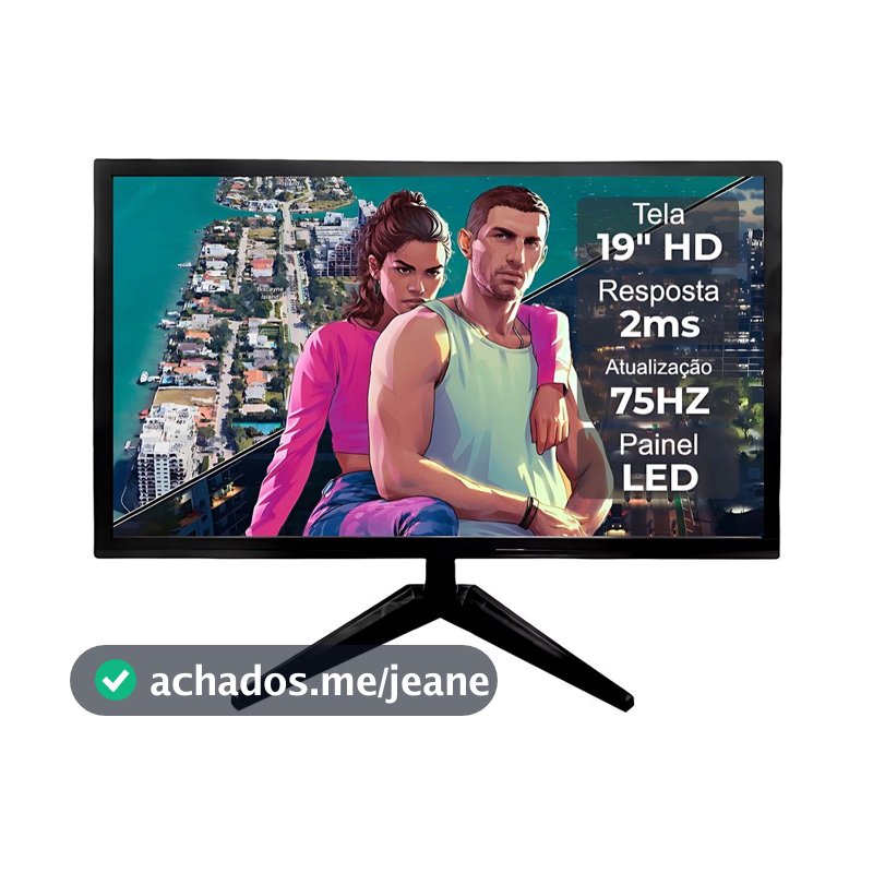 Monitor 19" De alta qualidade Taxa de 5ms 75 Hertz VGA+HDMI Nota fiscal