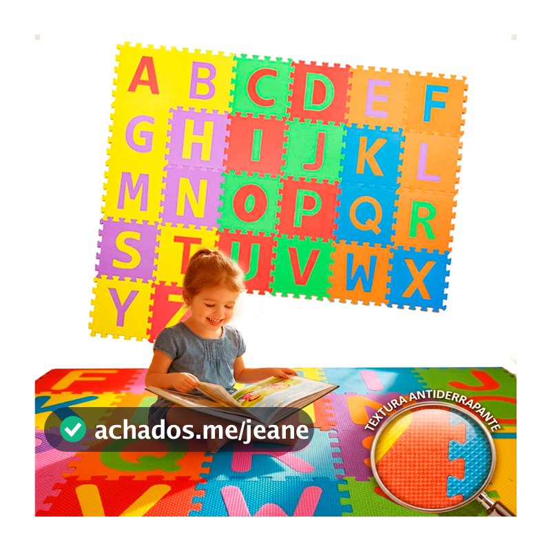 Tapete EVA Tatame Infantil Bebê Alfabeto 26 Peças Emborrachado Térmico Educativo Macio