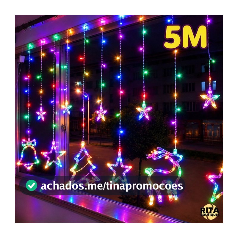 Cortina de Luz LED Natal Pisca Pisca Cascata 5m 148 LEDs Decoração Natalina para Janela Porta Parede