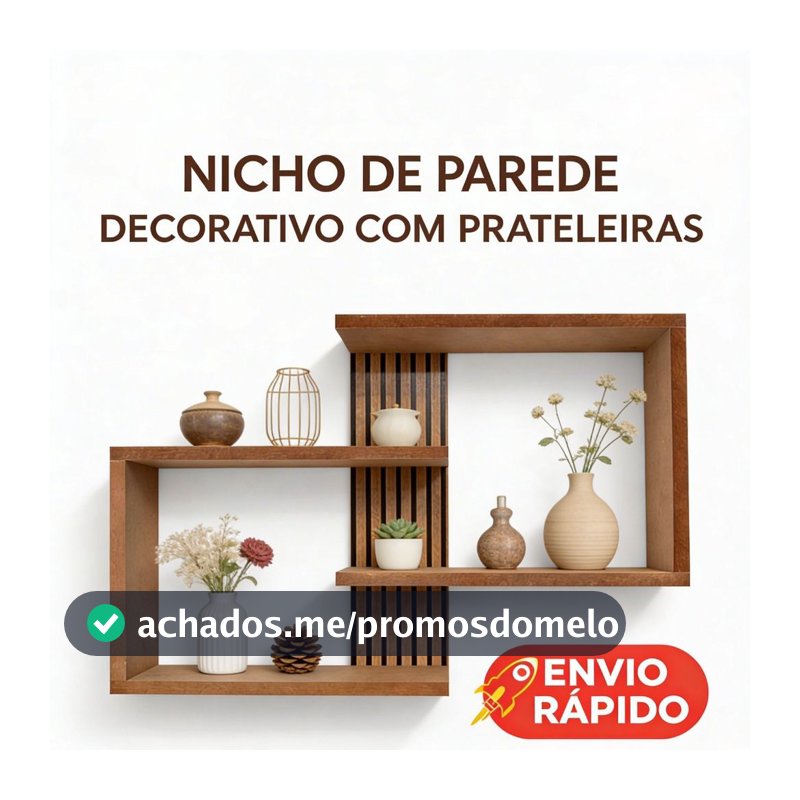 Nicho Parede MDF CRU Prateleira Decorativa Estante Suspensa Sala Tv Quarto Cozinha Escritório Decoração