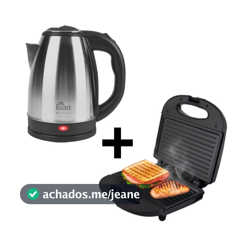 Kit Café Manhã Chaleira Elétrica + Sanduicheira 127v ou 220v - Kian