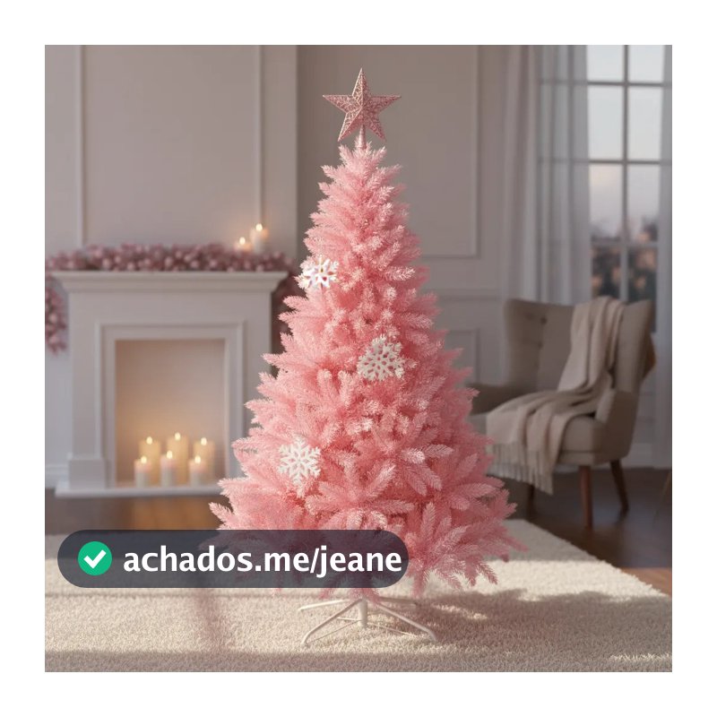 Arvore De Natal 1,20cm Rosa C 220 Galhos Base Metal Ponteira - Cor: Rosa 220v