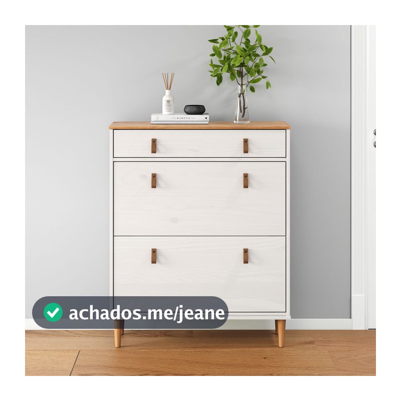 Sapateira Vertical Hall de Entrada 2 Portas 1 Gaveta Mikka Branco 16 Pares