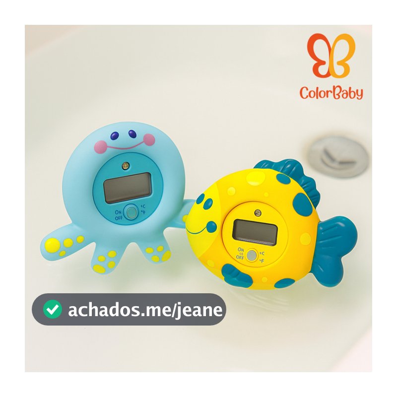 Termômetro Digital Banho Bebê com Visor LCD com Luz Indicadora ColorBaby