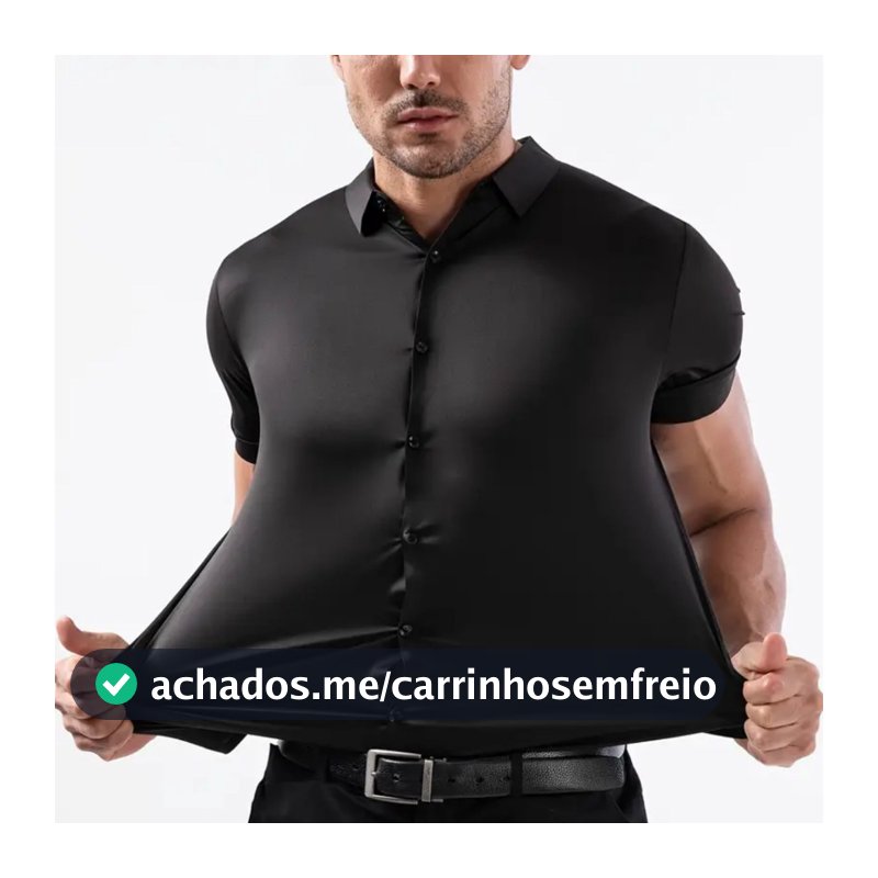 Camisa Masculina Social Manga Curta Não Amassa Estica Slim Tamanhos P M G GG