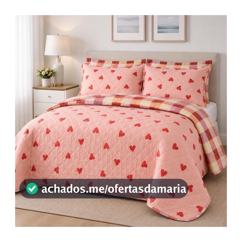 Kit Colcha Cobre Leito Bouti Casal Dupla Face com Viés