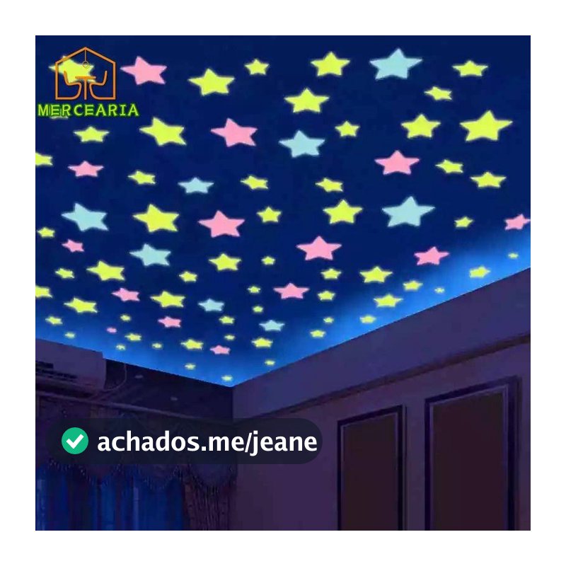 300 Pçs Adesivo de Estrela Colorida que Brilha no Escuro / Adesivo Plástico Luminoso para Decoração de Casa