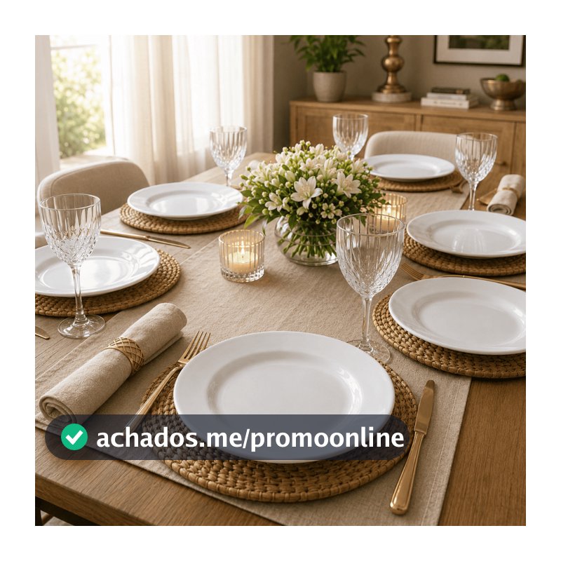 Jogo 6 Pratos Rasos 26cm Opaline Branco Liso Mesa Posta