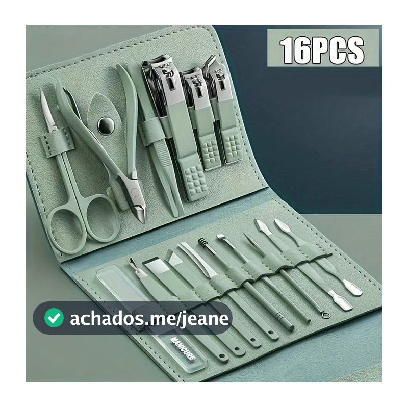 Kit 16 Pçs Cortador De Unhas Pedicure Tesoura Prego Conjunto De Ferramentas Em Aço Inoxidável Com Bolsa Dobrável