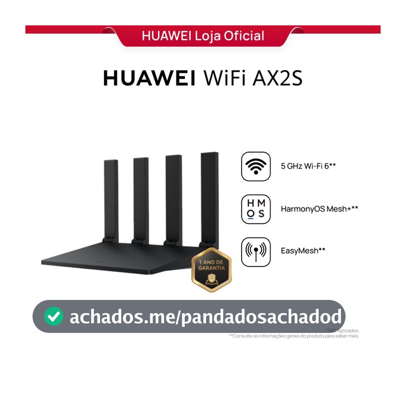 HUAWEI WiFi AX2S | Roteador | WS7000 V2 |  Dual Band | 4 Antenas | 5 GHz Wi-Fi 6