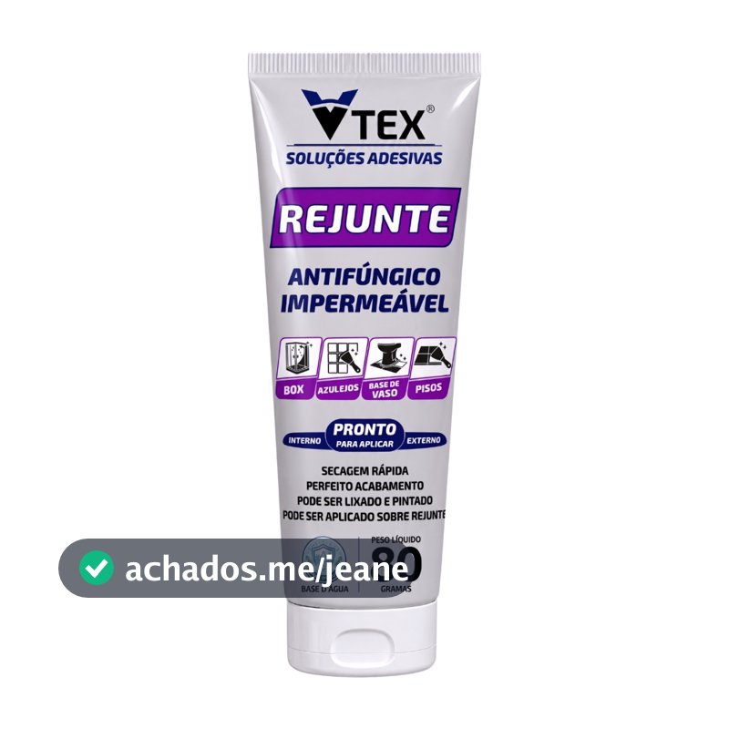 Super Rejunte VTEX Pronto Uso Fácil Aplicação Azulejo Piso Banheiro Cozinha Impermeável Antimofo Bisnaga Cores 80g
