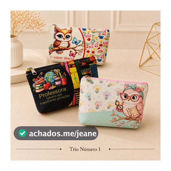 Kit Necessaires Professora Porta Objetos Estojo Escolar com Zíper Presente Criativo COM NOME DA PROFESSORA