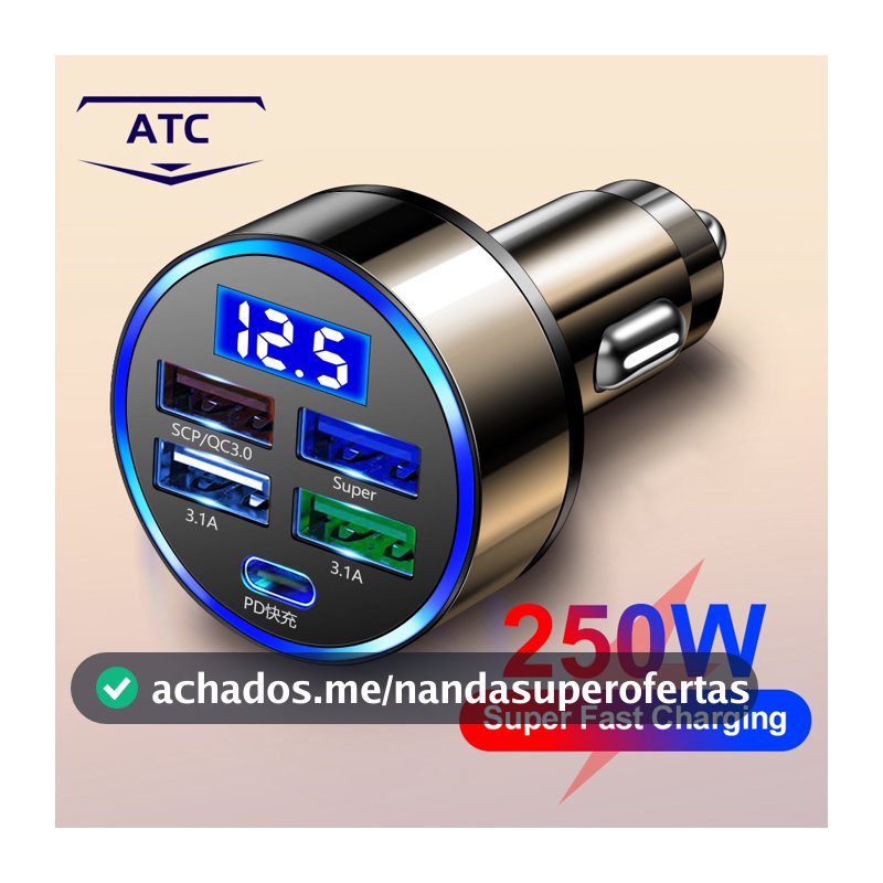 Carregador rápido para carro 3.0 Carregador para carro 5 portas USB Telefone celular