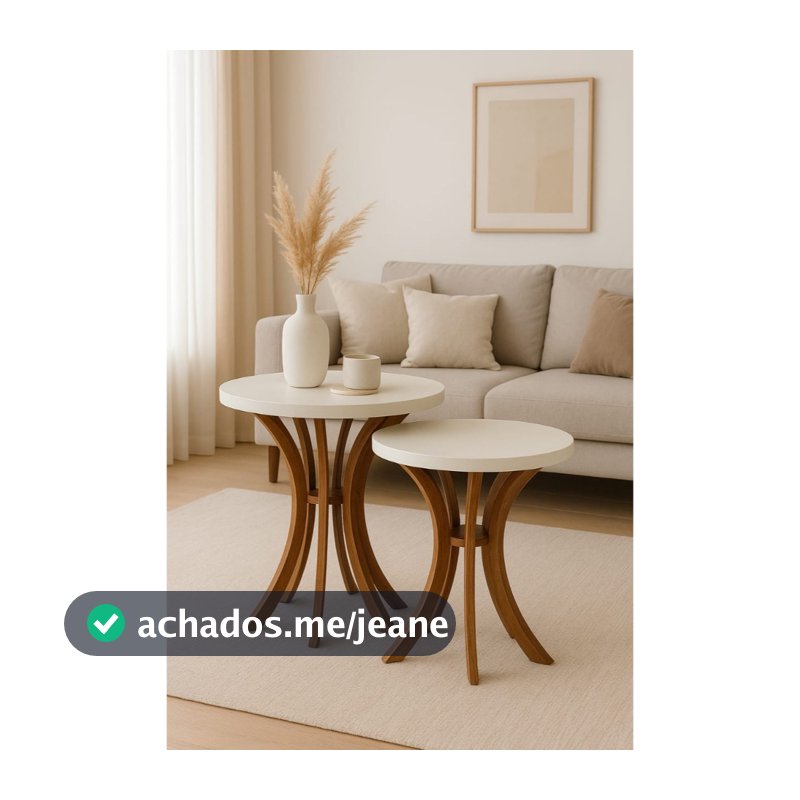 Mesa De Canto Sala Lateral Sofá Kit Cálice 60cm altura e 40cm Altura Em MDF Branco