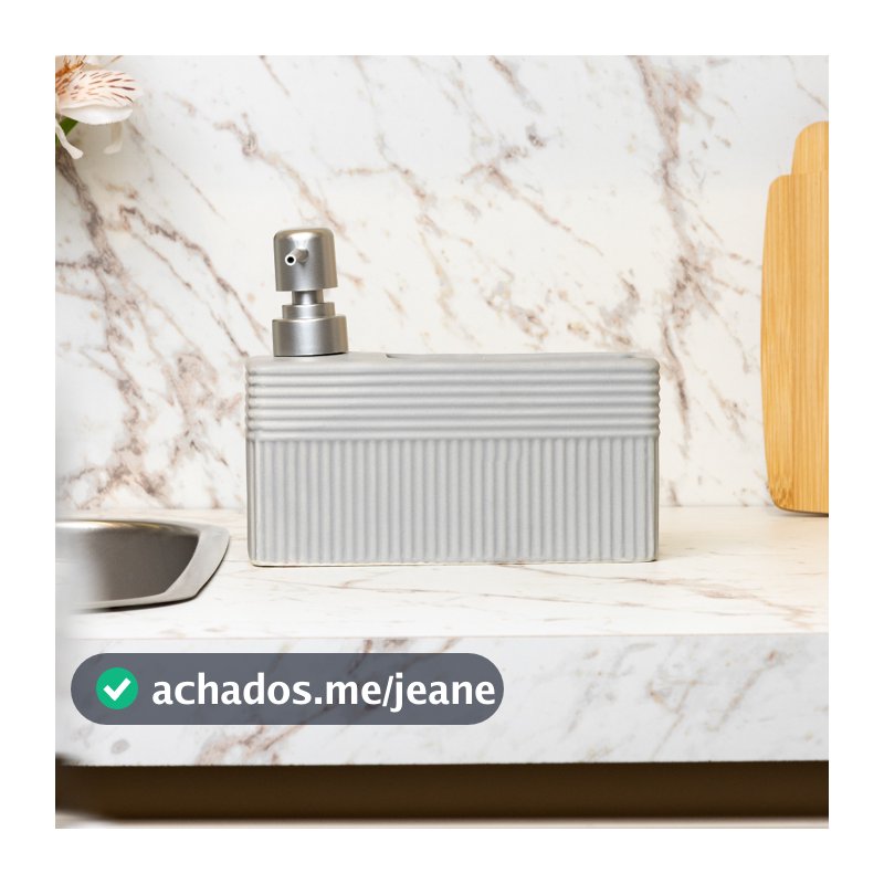 Porta detergente liquido com suporte para esponja velinea 490ml ceramica Lyor
