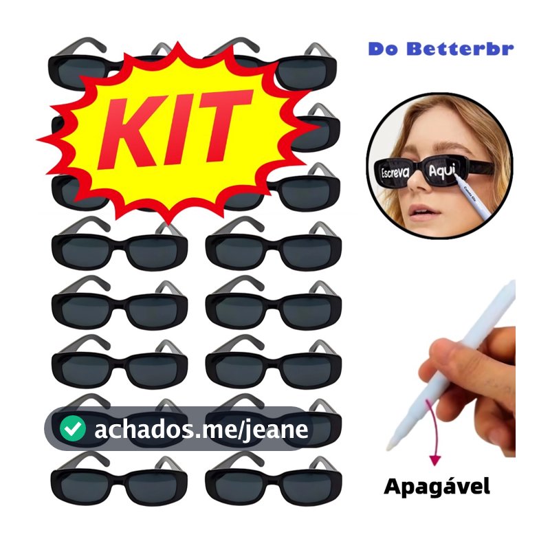 Kit  Oculos Vintage Retro Preto Liso + Caneta Giz Festa Casamento óculos de festa de formatura de carnaval