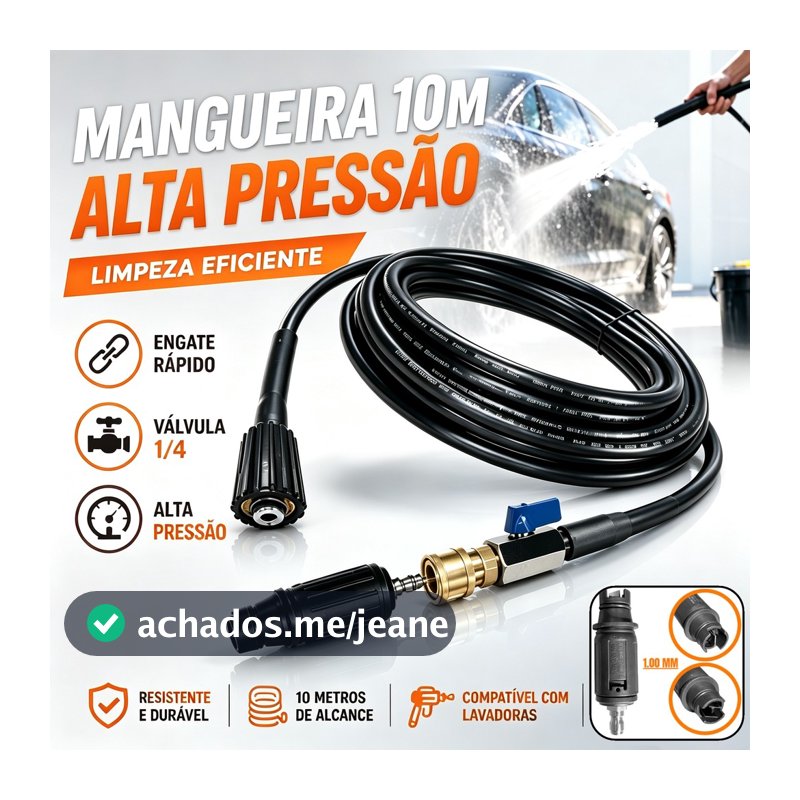 Engate Rápido Com Mangueira Alta Pressão 10m Válvula De Corte 1/4 Polegada Resistente Para Lavadoras De Pressão