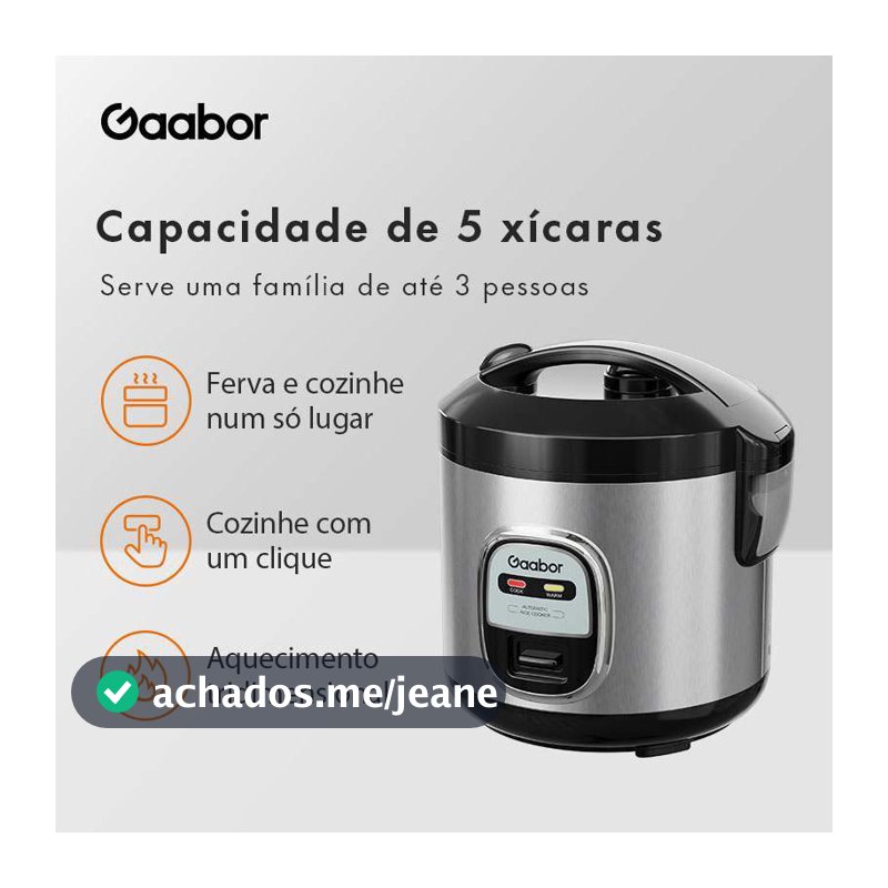 Gaabor Panela Elétrica de Arroz 2 em 1 1L com Cestinha de Vapor Cozinha Antiaderente  RC-20M01A