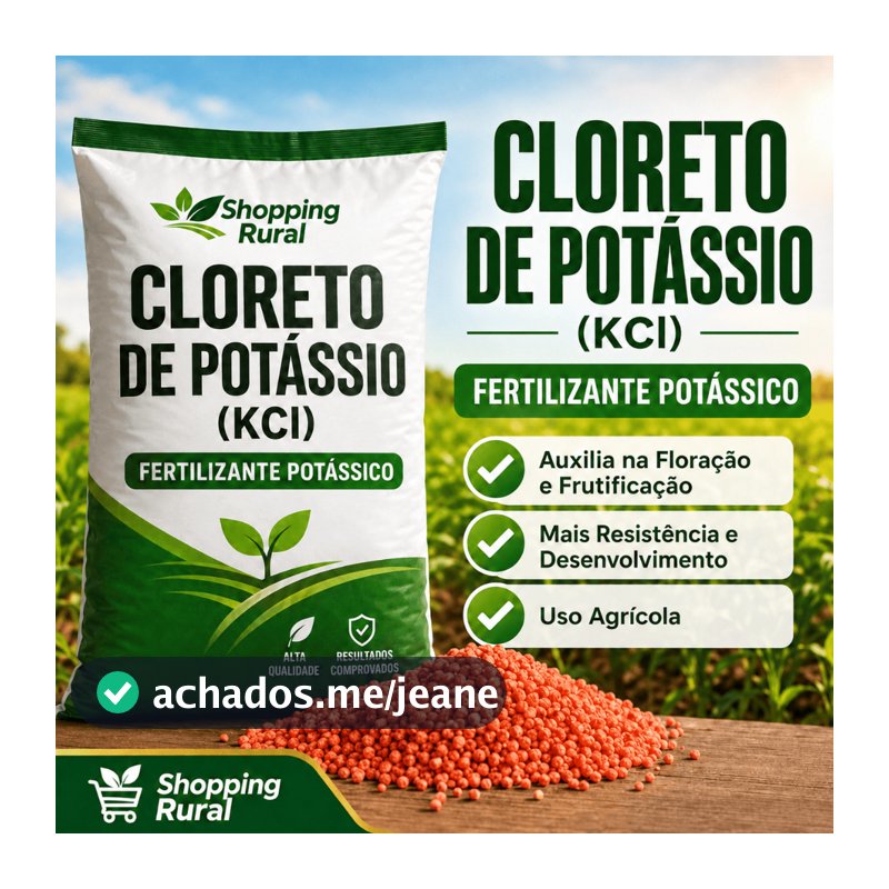 Adubo Cloreto de Potássio KCl NPK 0-0-60 Fertilizante Mineral Potássio para Plantas, Horta, Jardim e Frutíferas