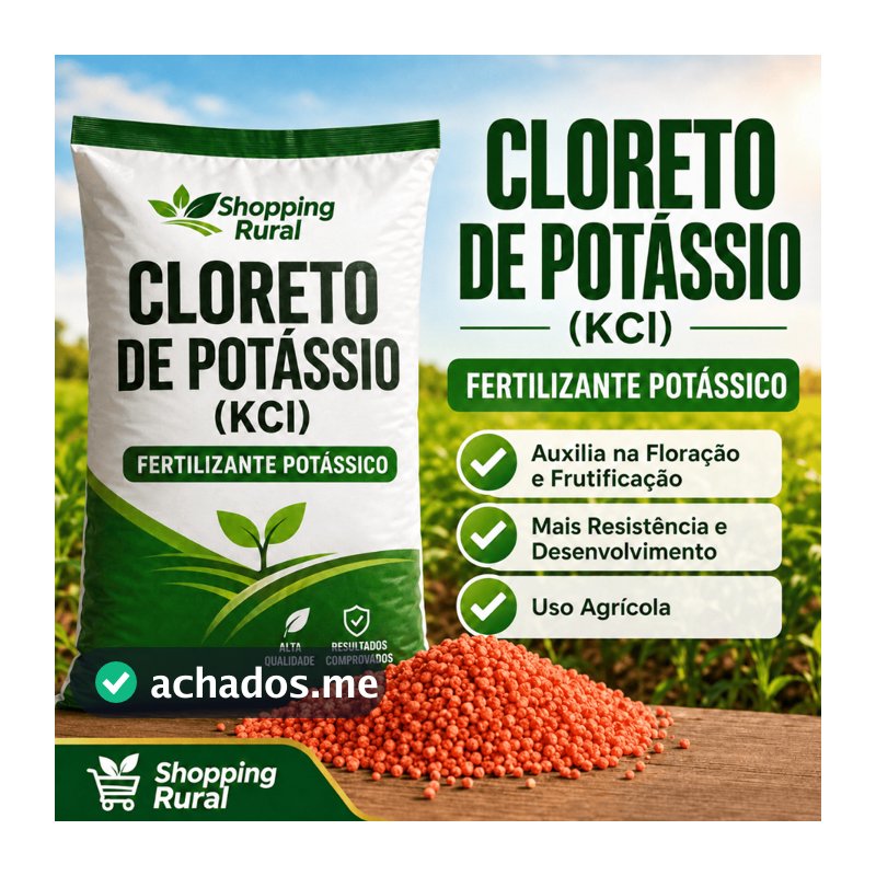 Adubo Cloreto de Potássio KCl NPK 0-0-60 Fertilizante Mineral Potássio para Plantas, Horta, Jardim e Frutíferas