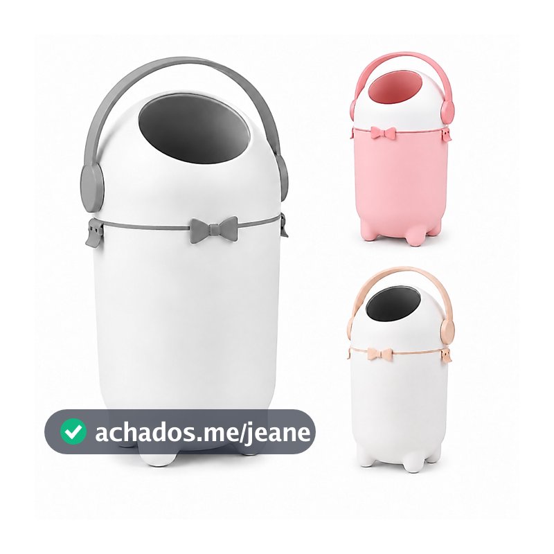 Lixeira Mágica Anti Odor Para Fraldas Saco Lixo Grande Anti Bacteriana branco rosa