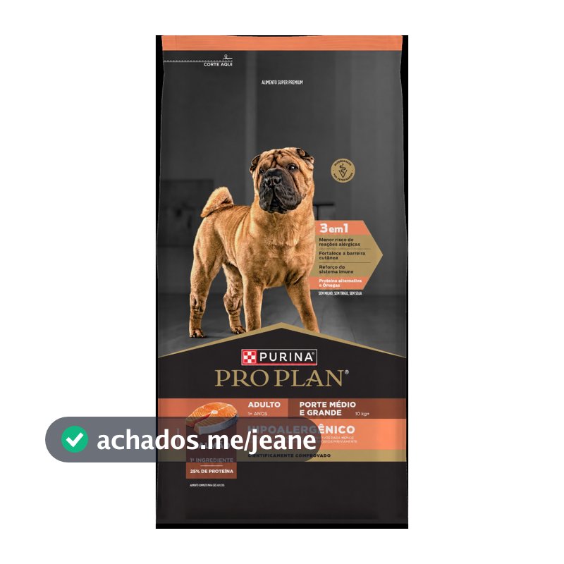 Pro Plan Ração Hipoalergênico Cão Adulto Porte Médio e Grande Salmão - 10,1kg