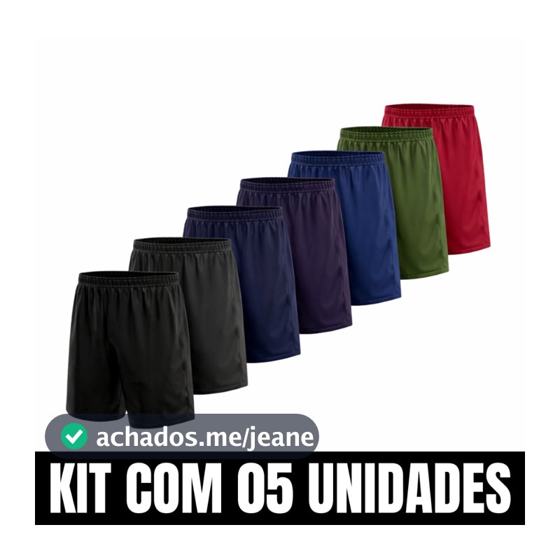 Kit 5 Bermuda Masculina Short Calção Futebol Academia Praia Caminhada Lazer Cores Sortidas