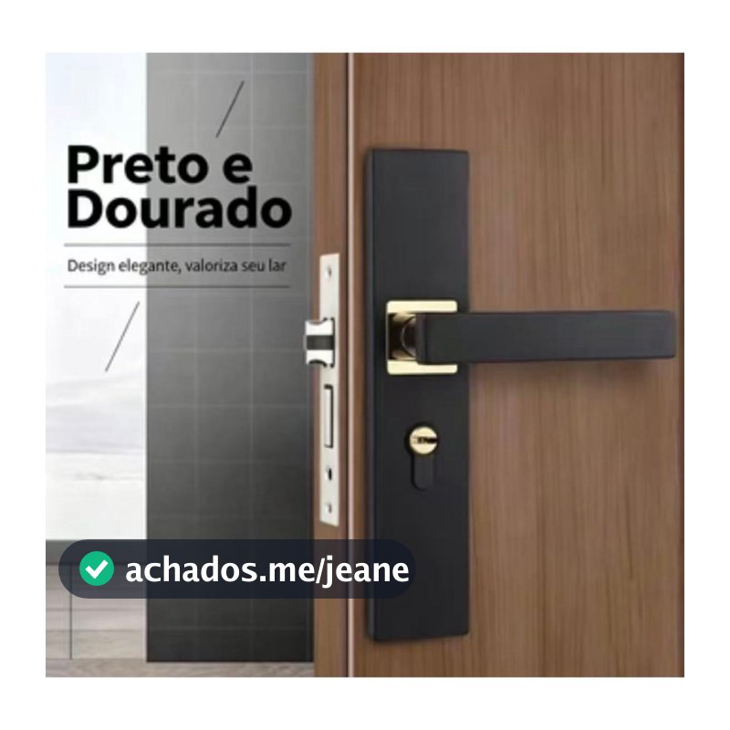 Maçaneta de porta moderna preto ouro com sistema silencioso para quarto e banheiro