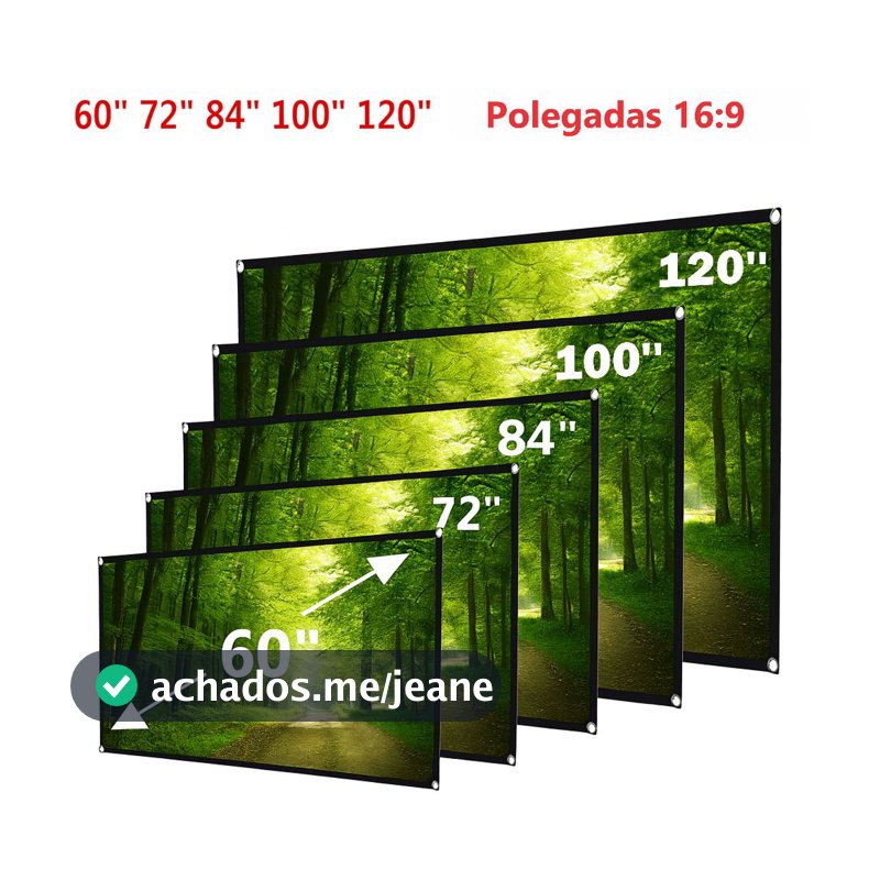 Telão de Projeção Matte White - 60” 72” 84” 100” 120” | Ideal p/ Projetores Full HD e 4K