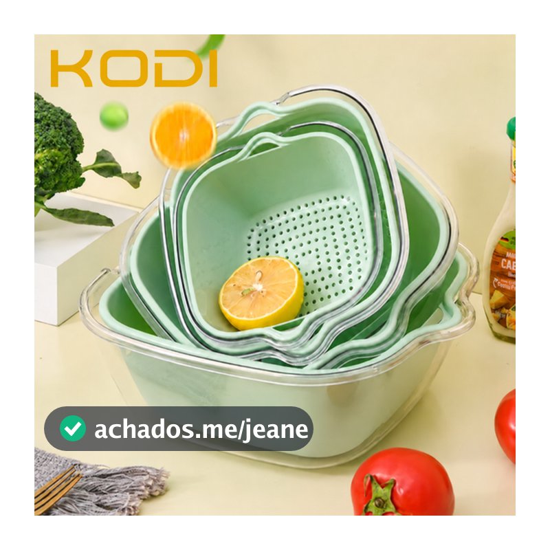 Kit Tigela Escorredora 2 em 1 para Cozinha - 4 Tamanhos (P/M/G/GG) - Lavar Legumes e Frutas