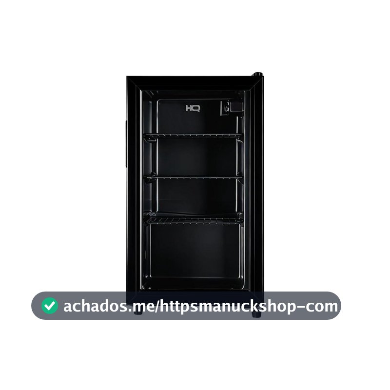 Frigobar Expositor HQ 85L Porta de Vidro Duplo Full Black com Luz Interna e Termostato HQ-85FBPV