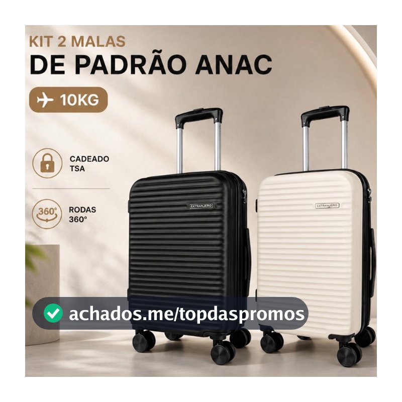 Kit 2 malas Bordo 10kg ABS  Com zíper Expansível Cadeado TSA Rodas 360° Removíveis