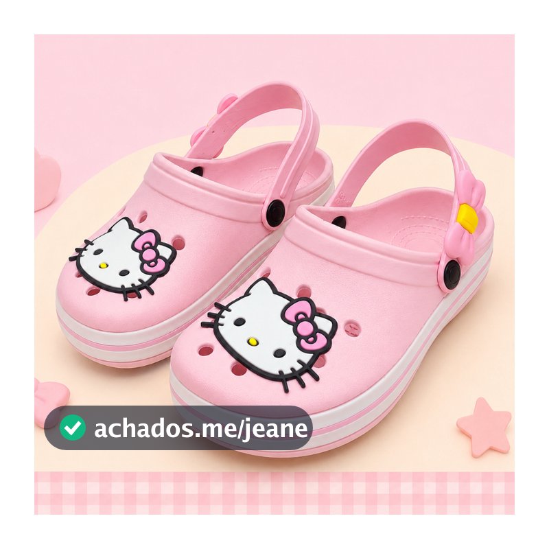 BABUCHE ADULTO INFANTIL JUVENIL 33 ATÉ 44 HELLO KITTY LACINHO DELICADO MACIO CONFORTAVEL LEVE