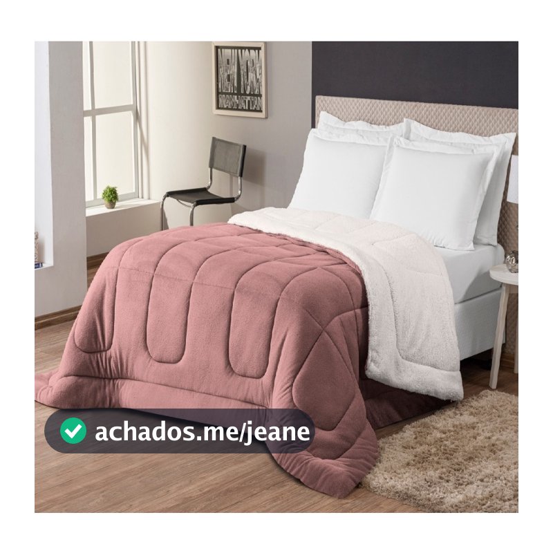 Coberdrom Edredom Queen Size Dupla Face Manta e Sherpa Pele de Carneiro