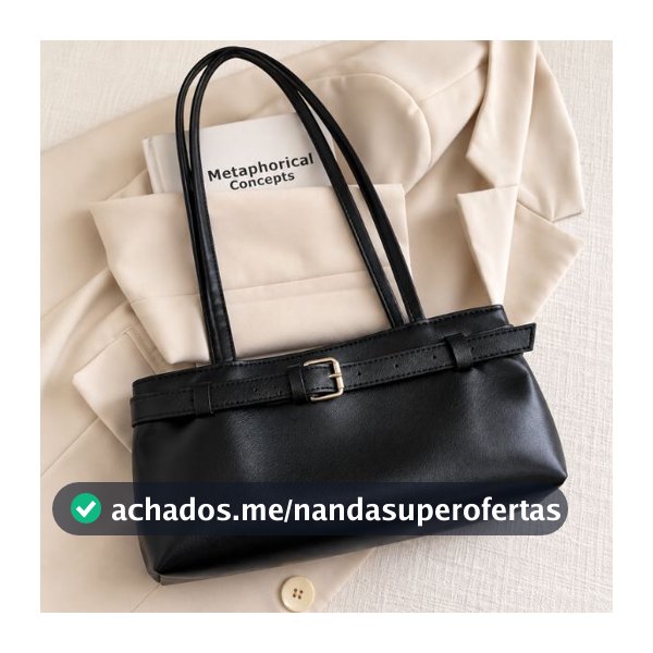 Bolsa Feminina Baguete de Ombro com Cinto Fivela Elegante Minimalista