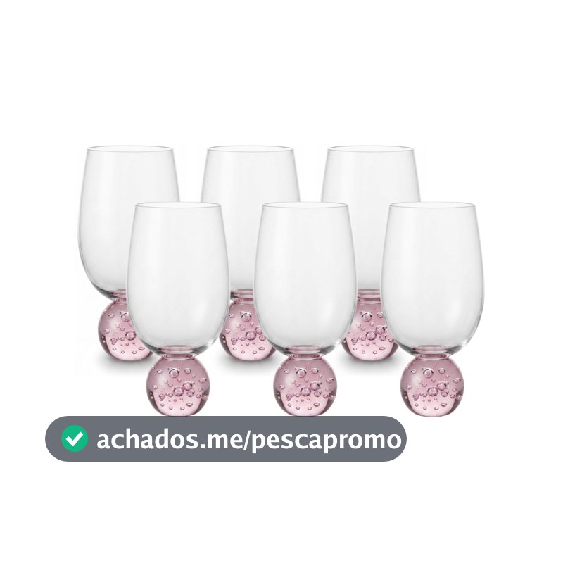 Conjunto de 6 Copos Em Vidro Base Esfera Rosa 400ML